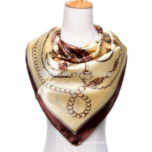 Moda de impresión de poliéster cuadrados de seda bufanda de satén de seda